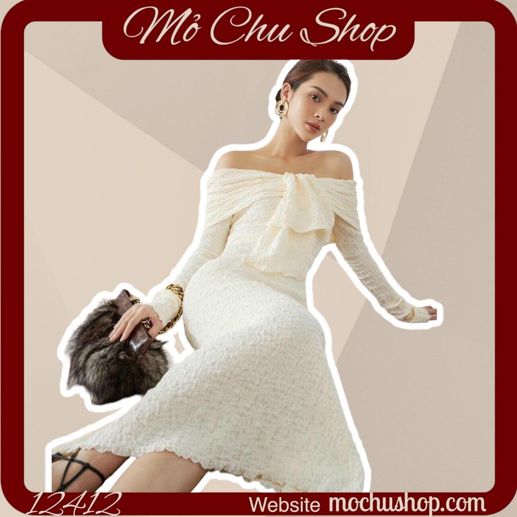 ĐẦM MAXI TRỄ VAI XỐP ÔM BODY SANG CHẢNH 12414