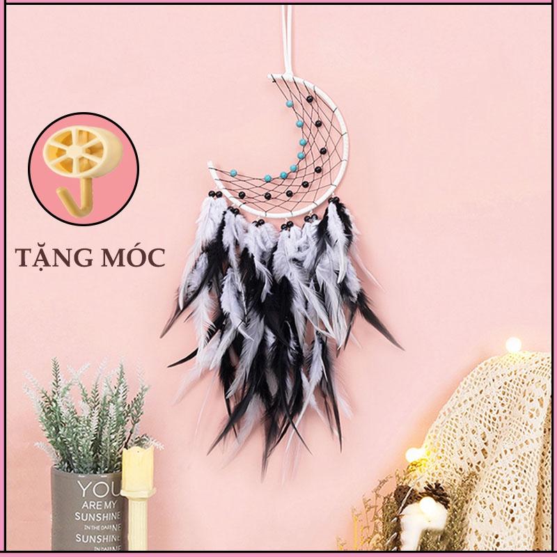 Bùa bắt giấc mơ, dreamcatcher , chuông gió trang trí gắn lông vũ trang trí ( full màu )