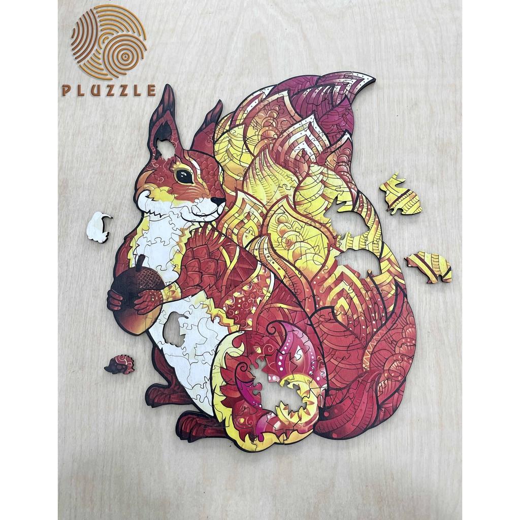 Bộ xếp hình gỗ thông minh puzzle đồ chơi ghép hình - Con Sóc Hạt Dẻ - PZ033