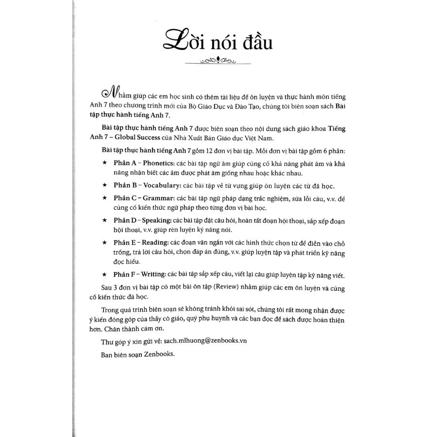 Bài Tập Thực Hành Tiếng Anh 7 - Dùng Kèm SGK Tiếng Anh 7 GLOBAL SUCCESS