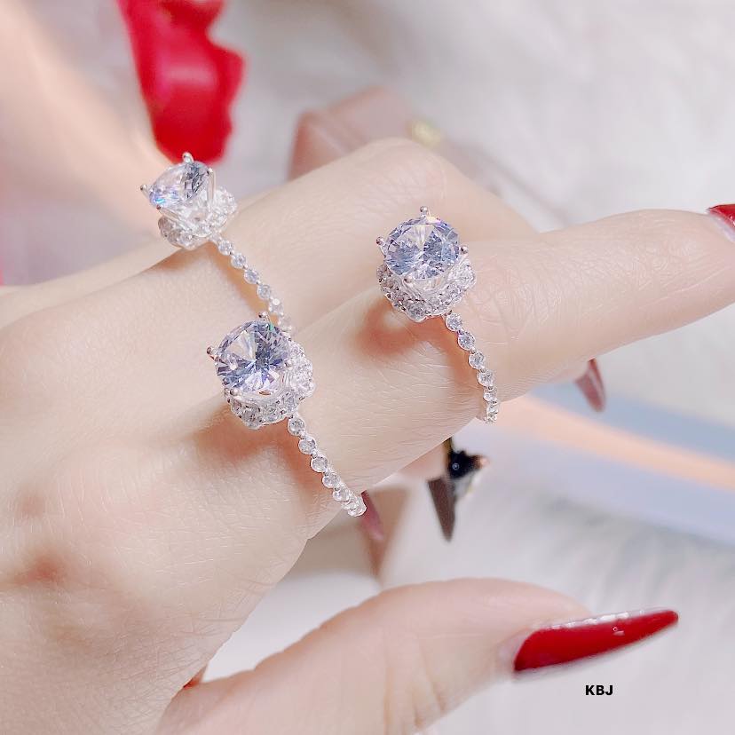 Nhẫn bạc nữ đính đá cao cấp MS09d