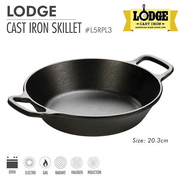 Chảo gang Lodge lòng sâu hai tay cầm 20,3cm - L5RPL3. Dùng xào, chiên, nướng, áp chảo thực phẩm.