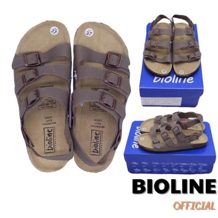 Dép birken Bioline đế trấu da bò cao cấp dành cho nam nữ B13 - Bioline Official