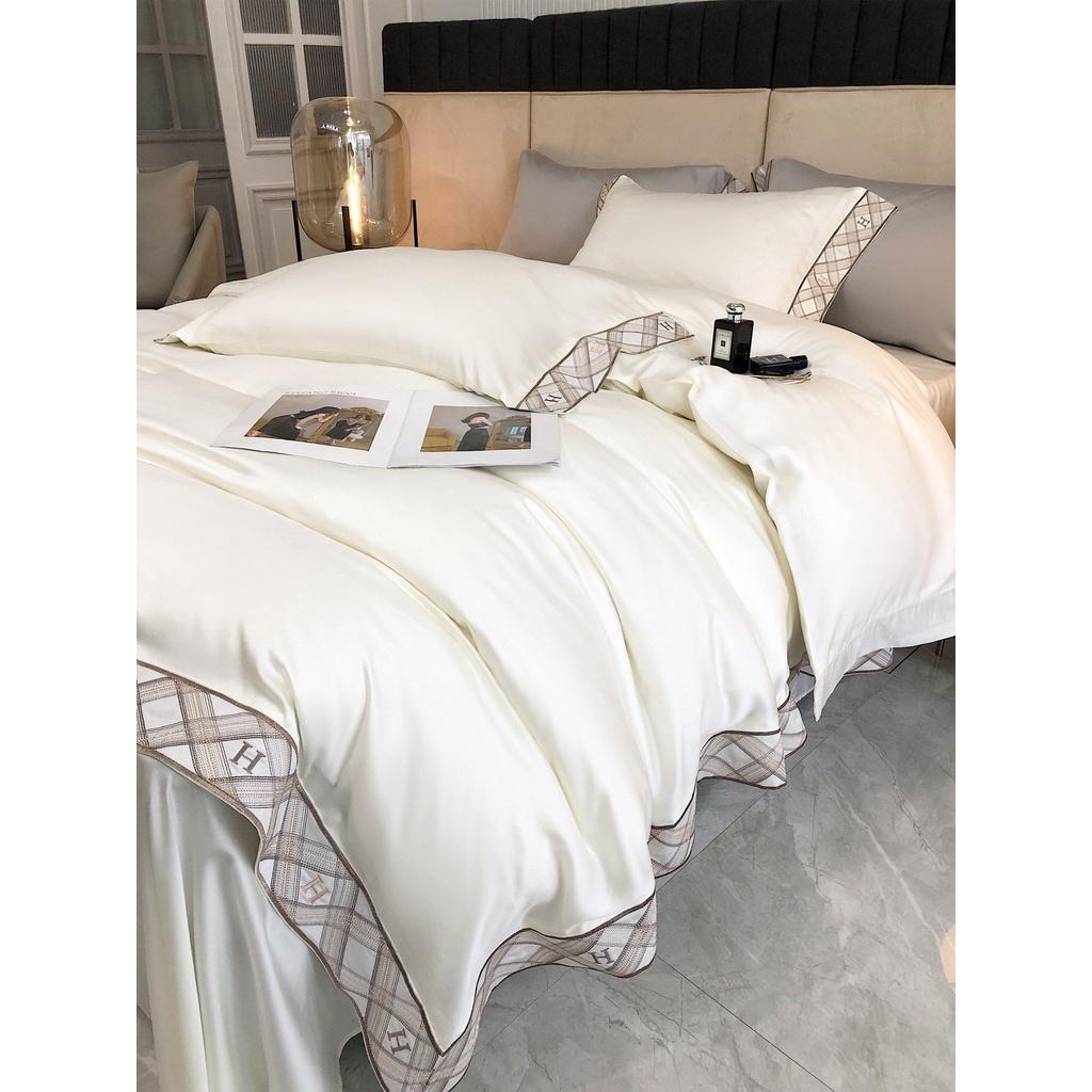 Bộ chăn ga gối 100%Tencel 120s cao cấp Phối Viền kiểu Candy, phong cách châu âu sang trọng cổ điển