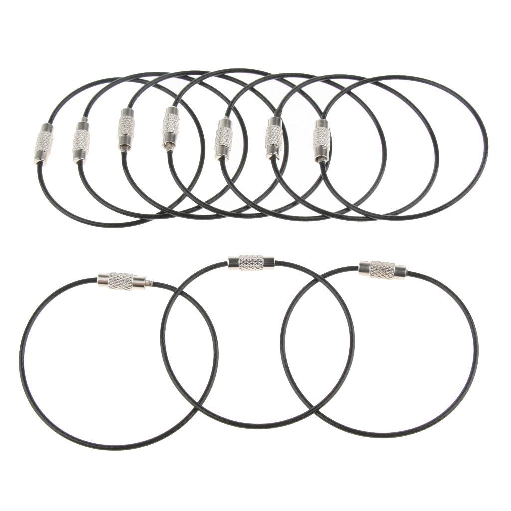 30Pcs Cable Wire Loop Luggage Tag Loops Stainless Steel Wire Straps Black