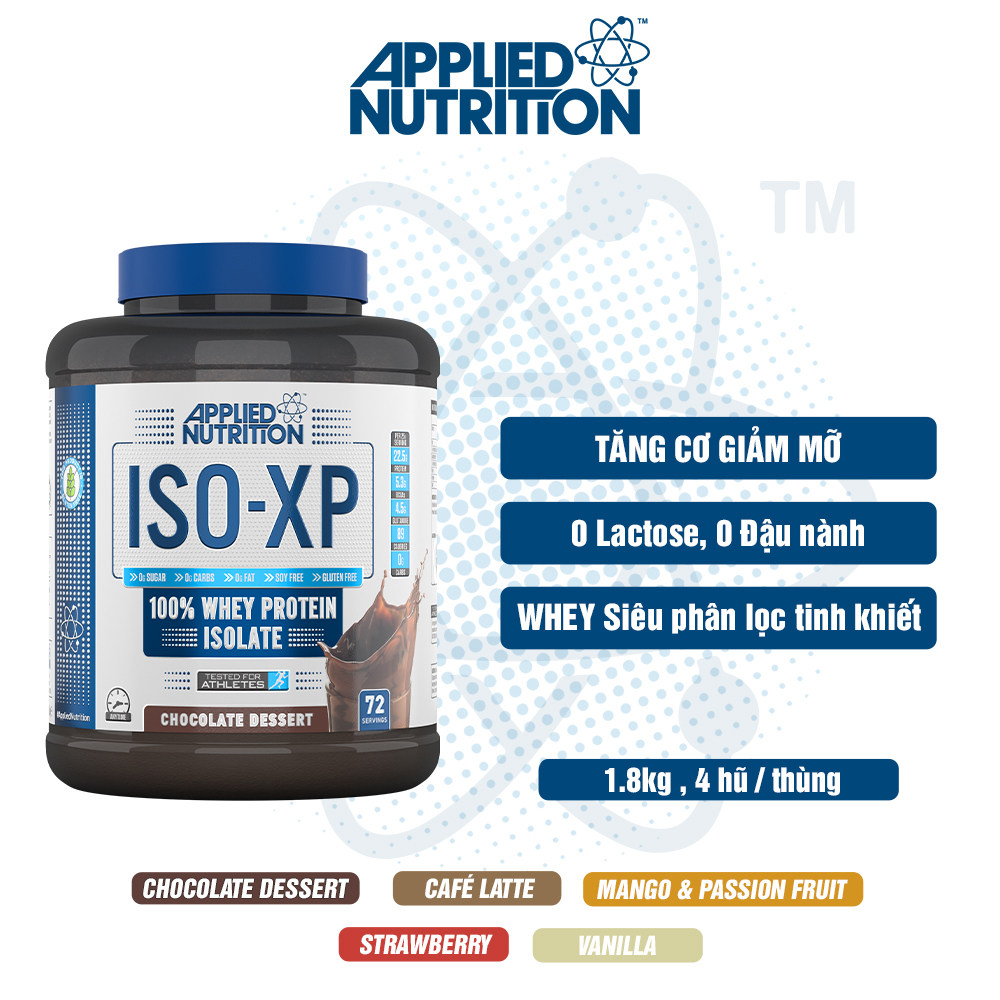 Applied Nutrition ISO-XP, 100% Grass Fed Whey Protein Isolate 72 Lần Dùng, Hỗ Trợ Phục Hồi và Xây Dựng Cơ