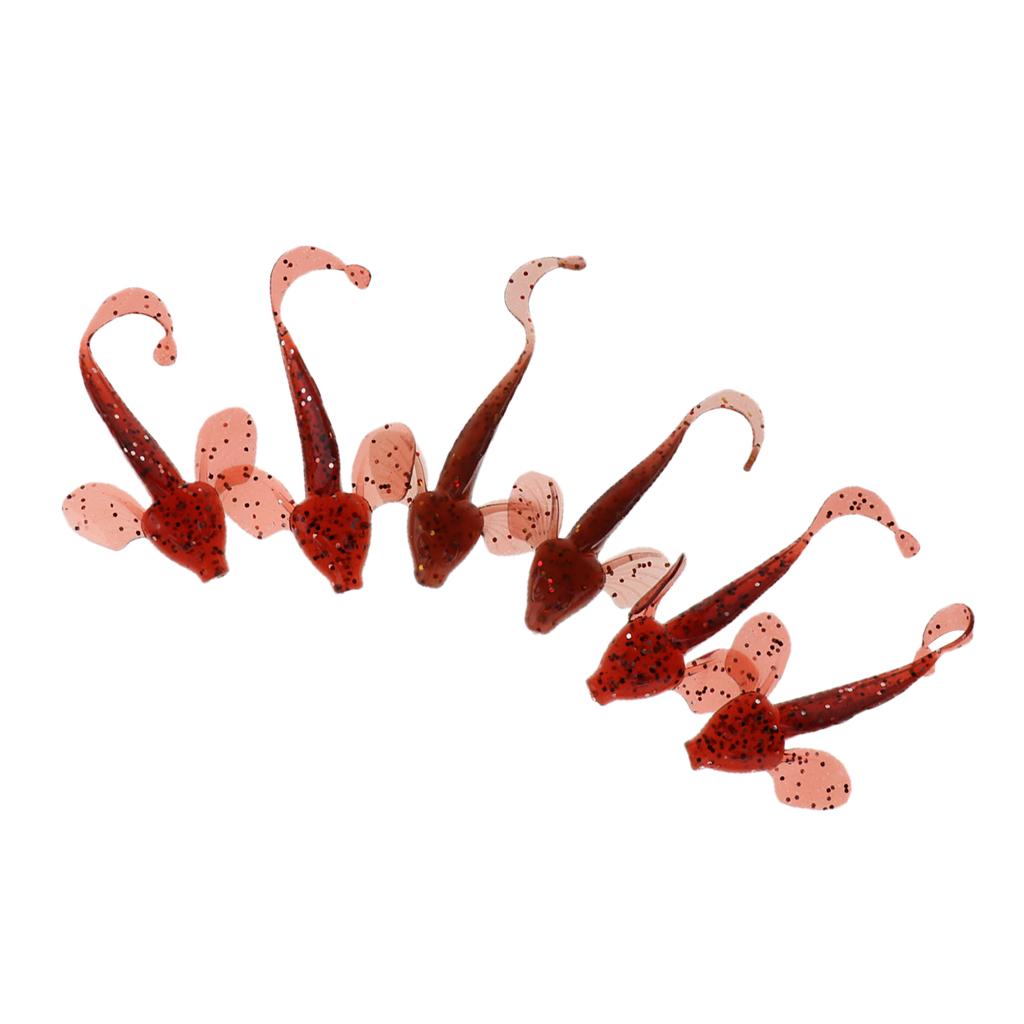 6x Plastic Fishing Lure Grub Worm Soft Bait for Bass Perch