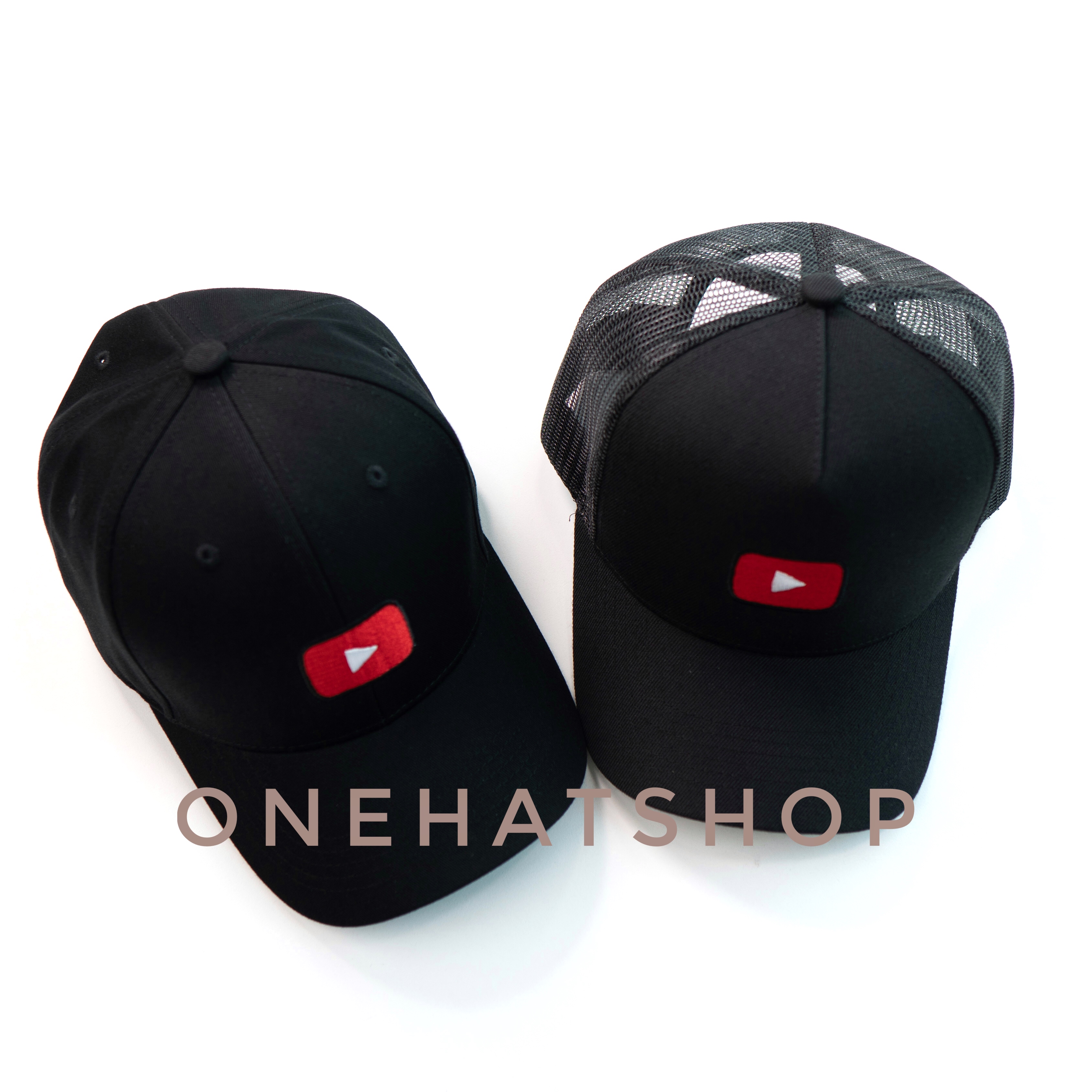 Nón lưỡi trai logo nút Play Youtube 2 dòng fom Trucker và Baseball cap Brand One Hat