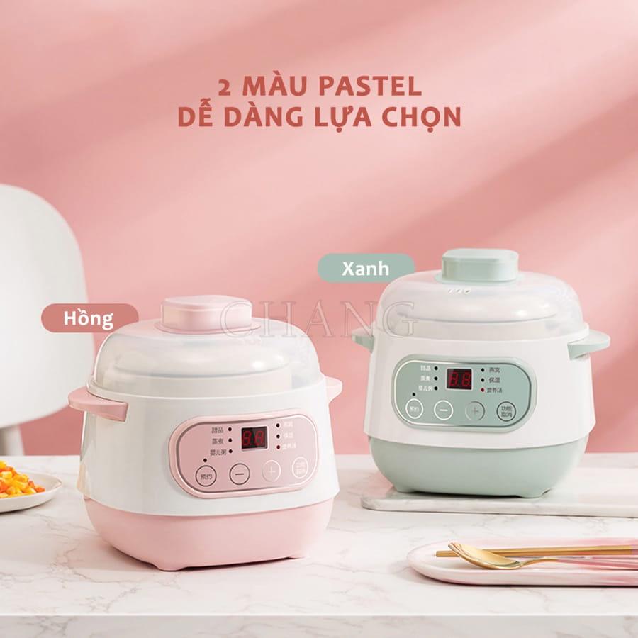 Nồi Nấu Cháo Chậm - Nồi Hầm Cách Thủy Dung Tích 1L, Lòng Nồi Bằng Sứ Giữ Nhiệt Tốt Hơn