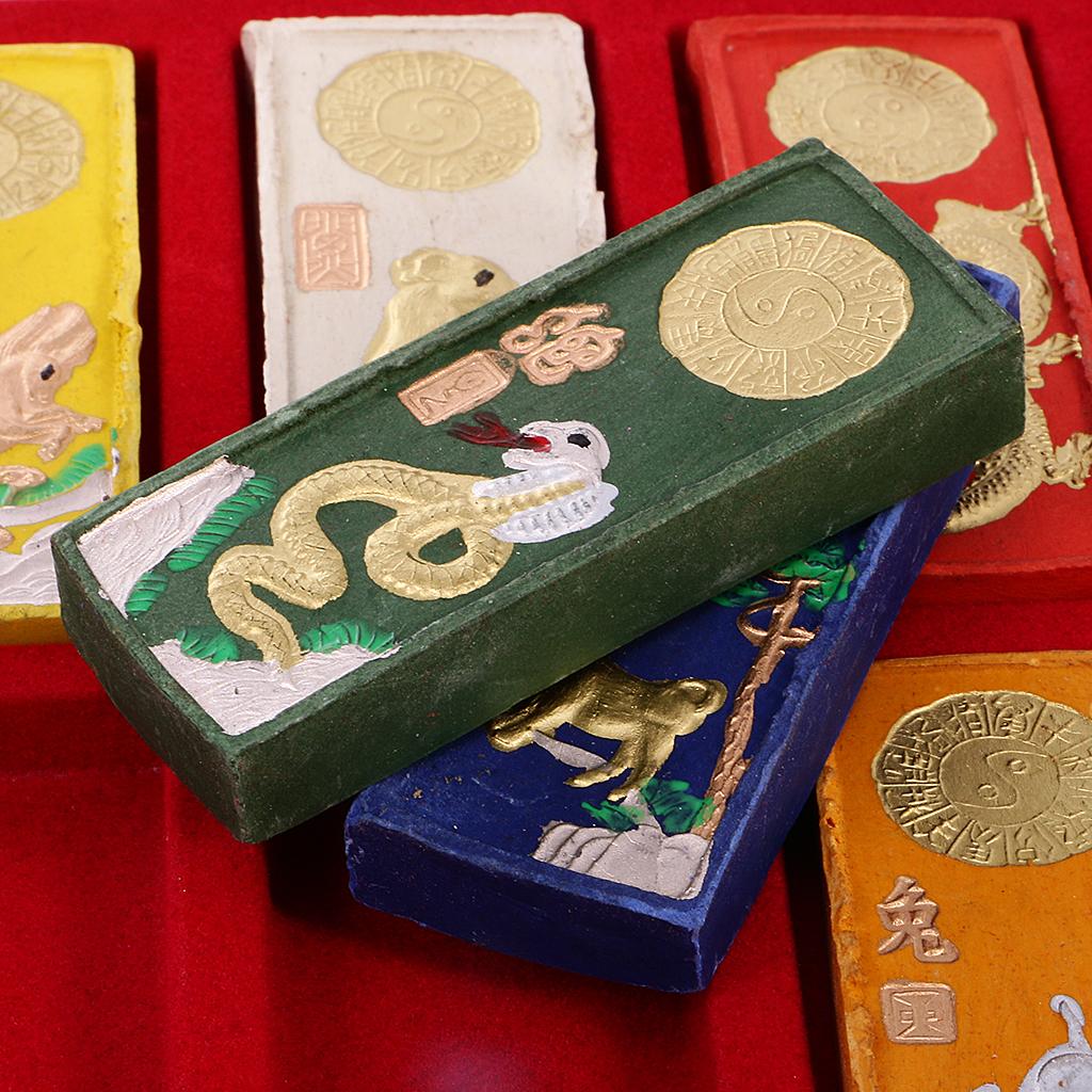 Bộ 7 màu mực tranh thư pháp chạm khắc cung hoàng đạo