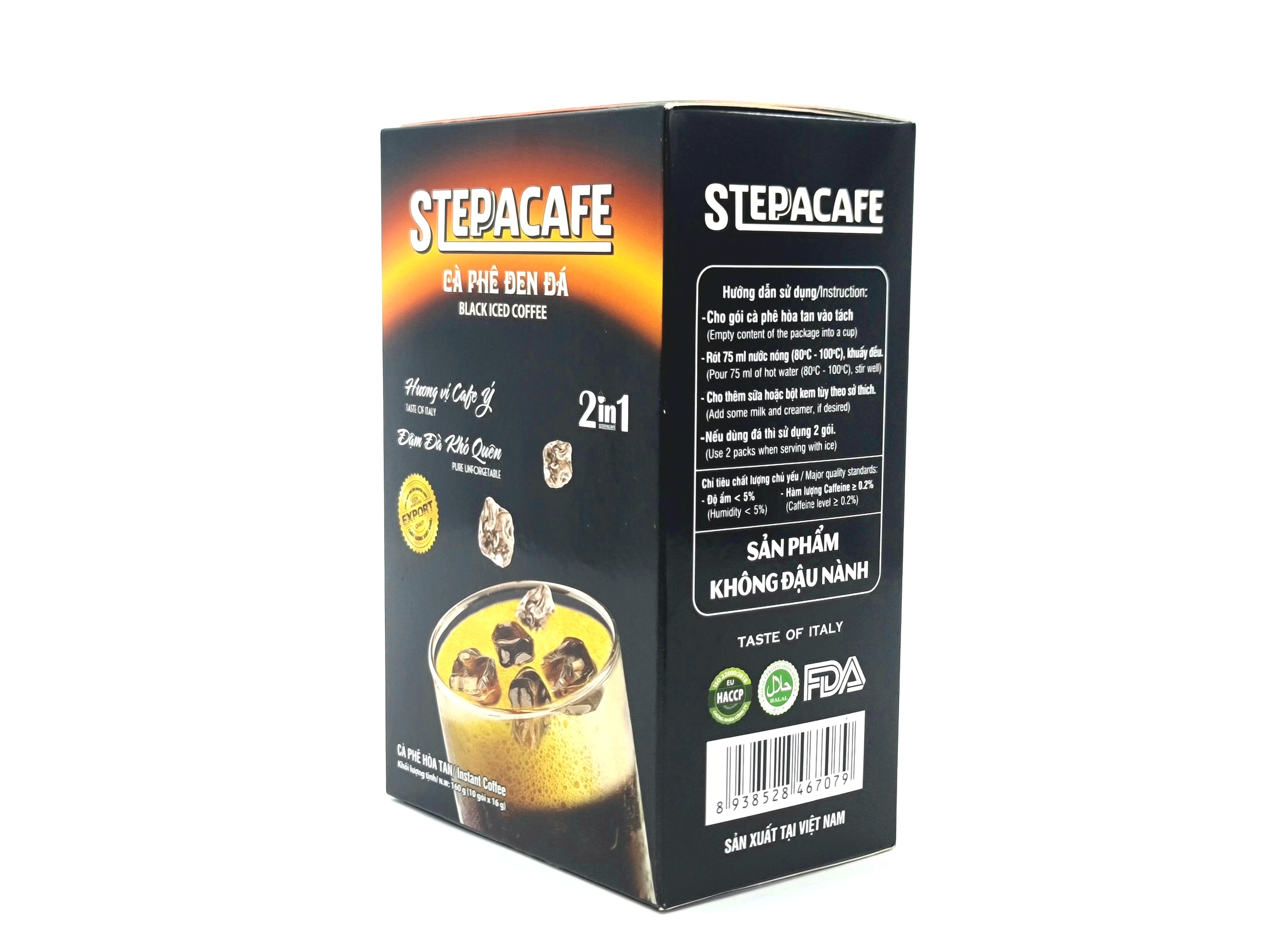 STEPPACAFE-Cà phê đen đá truyền thống (Hộp 10 gói x 16g)