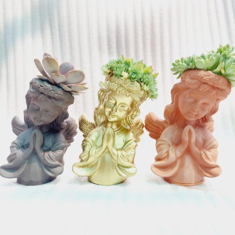 Chậu đất nung Bình Dương, bé gái Thiên Thần, đường kính miệng 11cm, chiều cao 25cm