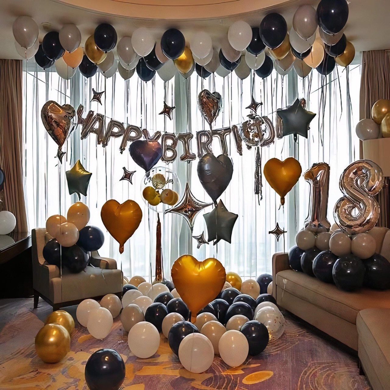 Bộ bong bóng trang trí sinh nhật người lớn có số tuổi adult birthday set SNNL27