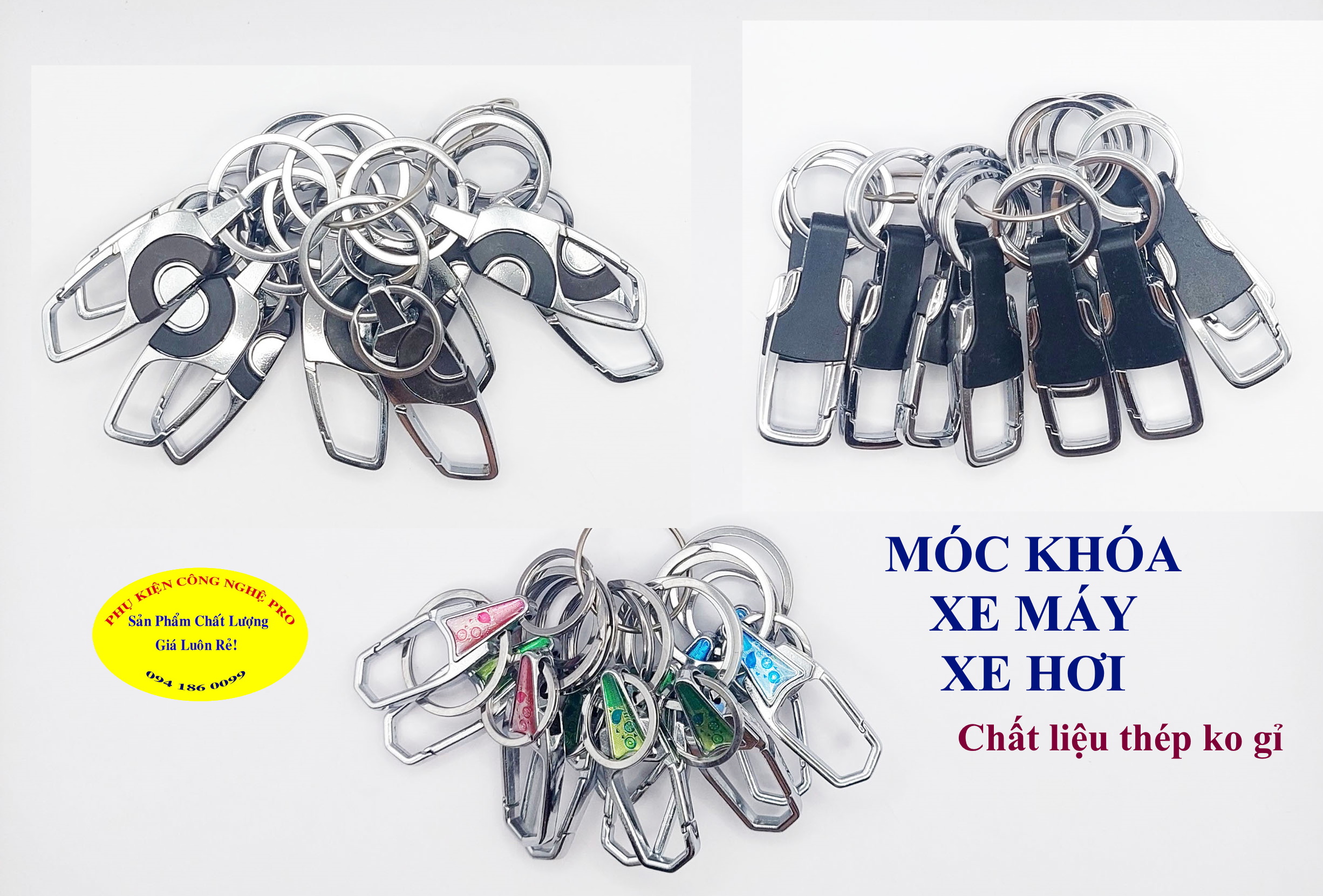 Móc khóa xe máy, Móc khóa xe hơi, Chất liệu thép không gỉ, An toàn, Tiện Lợi