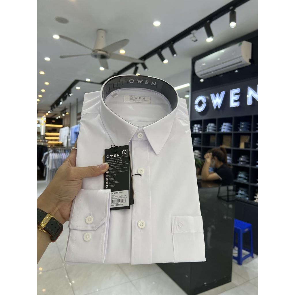 OWEN Áo Sơ mi Trắng dài tay dáng REGULAR sợi Recycle - Mã AR221560DT