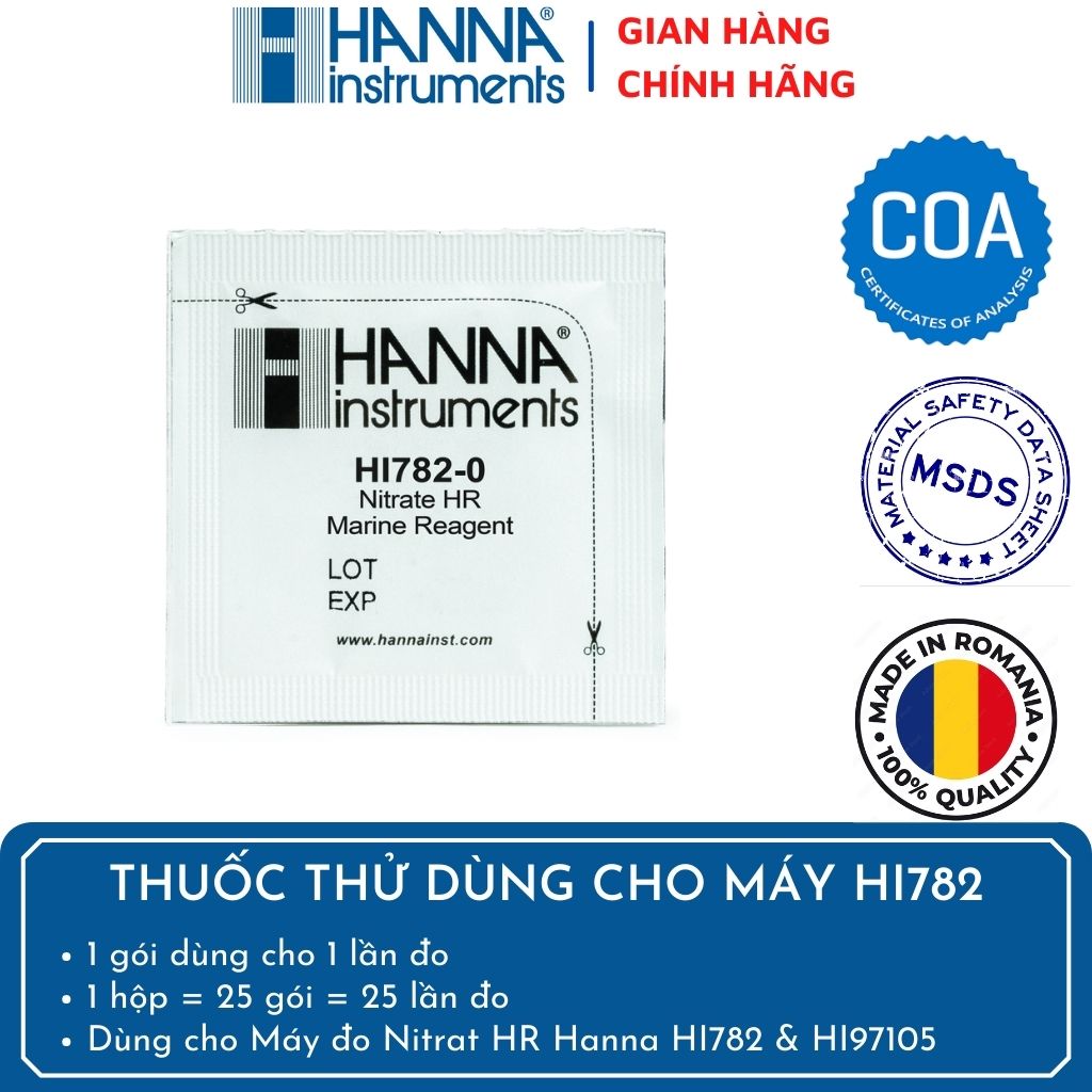 Bột Thử Cho Máy Đo Nitrat Trong Nước Mặn HI782, 25 Lần Đo 