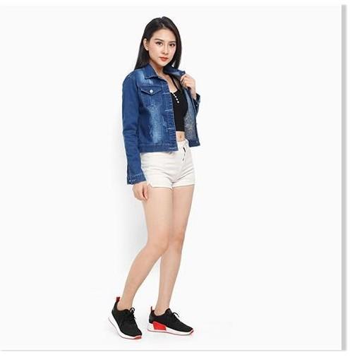 Áo Khoác Jean Thời Trang Cổ Bẻ Thêu Trước Xanh J008