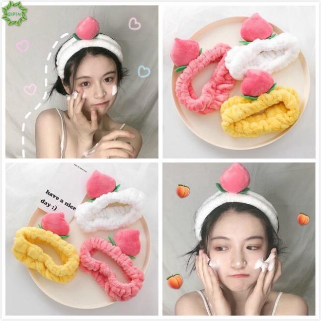 Băng đô turban quả đào 3D vải bông xù