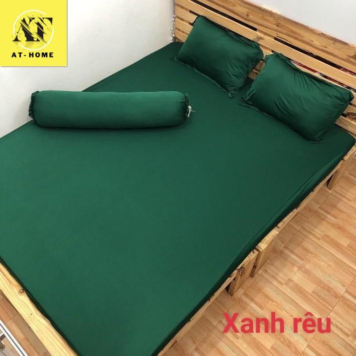 Bộ 4 Món Ga Gối Thun Mát Mềm Thun Lạnh Cao Cấp LAN PHAM BEDDING - Màu Xanh Rêu