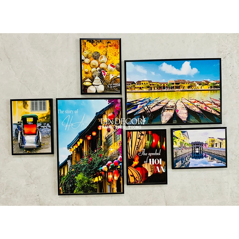 (ẢNH THẬT) Tranh treo tường hội an 3 tranh trang trí decor kèm đinh treo