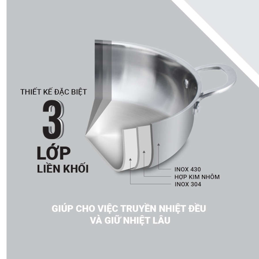 Chảo Lẩu Inox 304 Đúc Liền Nguyên Khối Kalpen Size 28cm