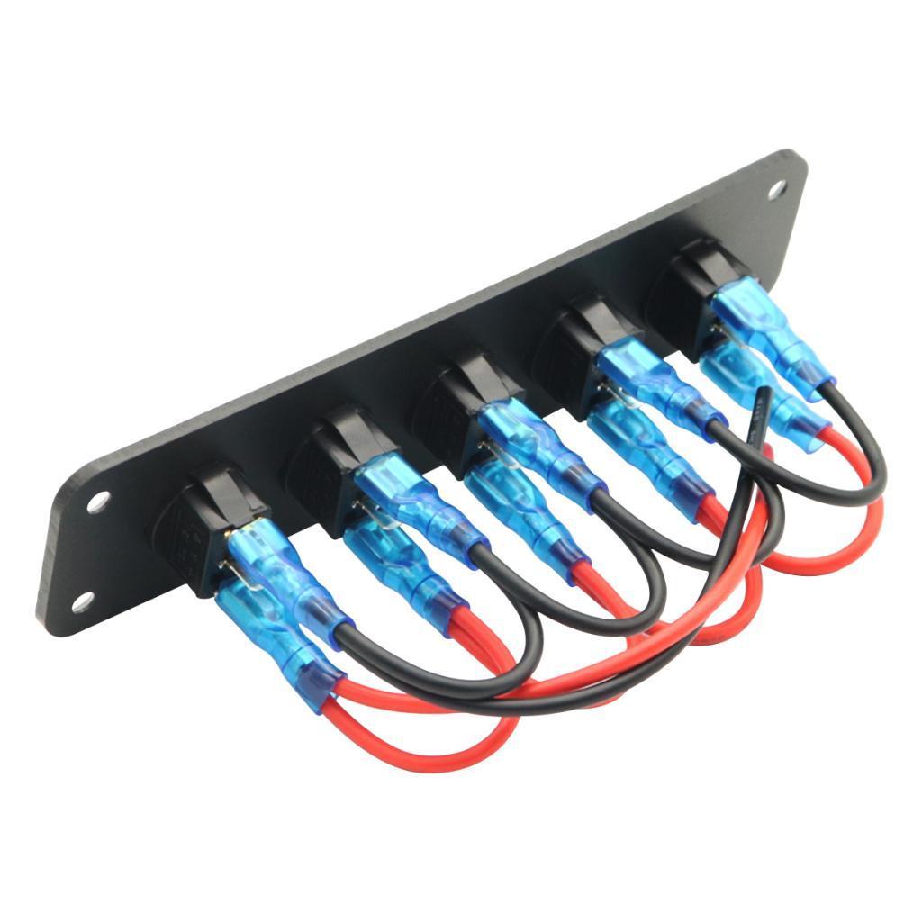 12V Rocker Switch Panel Scratch Proof On Off 5 Gang for Boat  RV