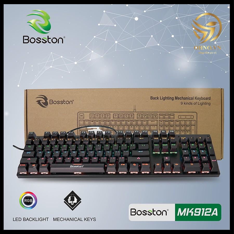 Bàn Phím Có Dây Máy Tính Bàn Đèn Led Bosston MK912A Bàn Phím Cơ Gaming Cao Cấp hàng chính hãng