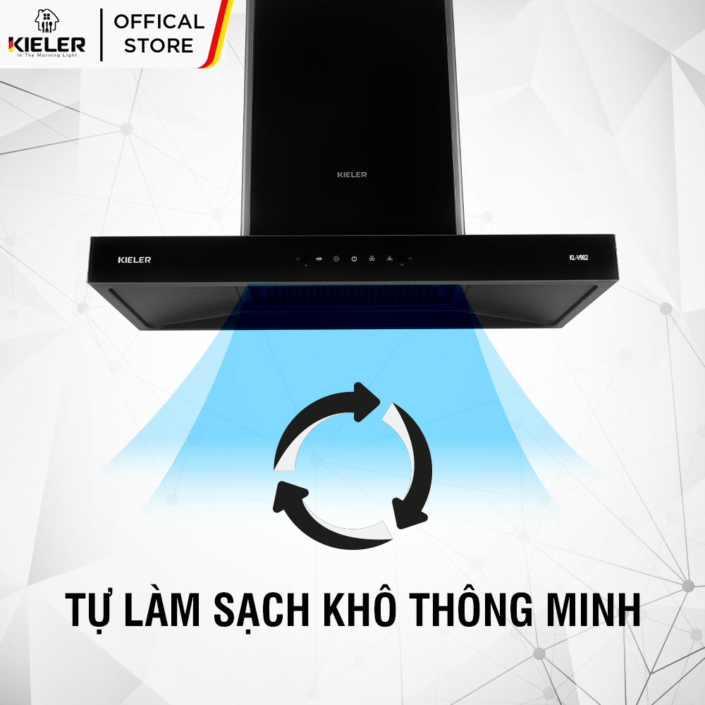 Máy hút mùi gắn tường Kieler KL-V902 công suất hút cao, điều khiển cảm ứng - Hàng Chính Hãng Miễn Phí Vận Chuyển Và Lắp Đặt