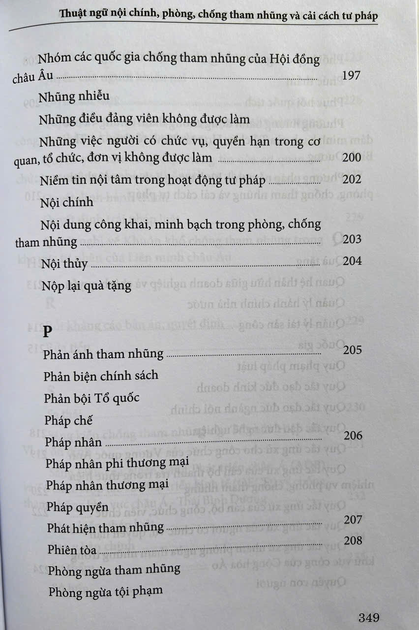 Thuật Ngữ Nội Chính Phòng, Chống Tham Nhũng Và Cải Cách Tư Pháp