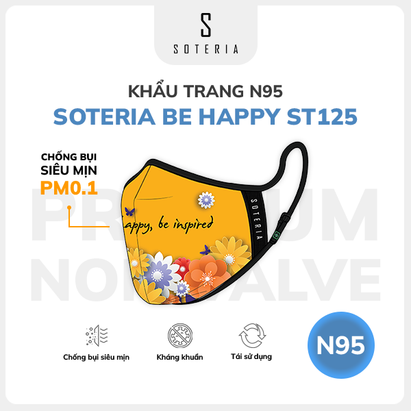 Khẩu trang thời trang Soteria Flowers - N95 lọc đến 99% bụi mịn 0.1 micro