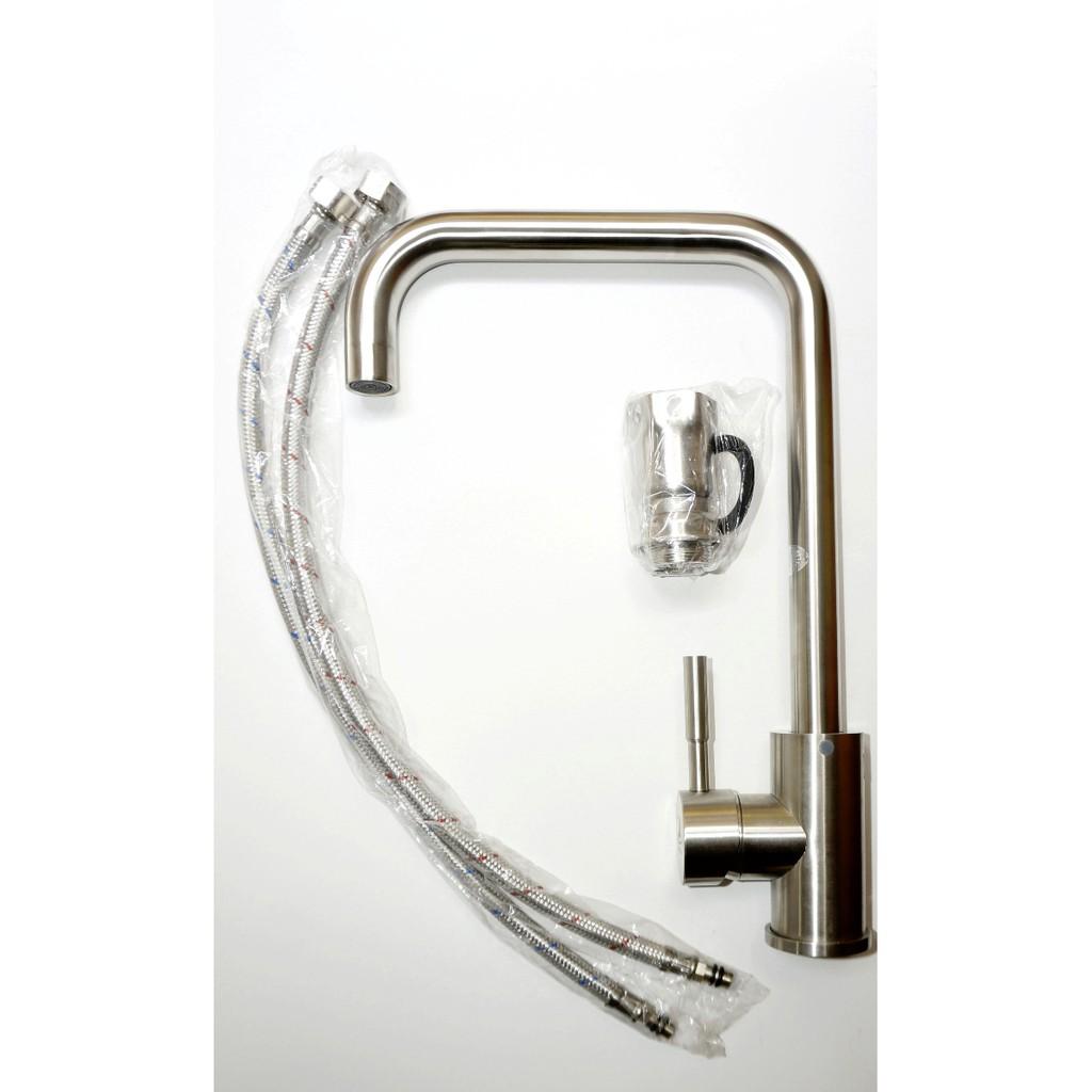 Vòi rửa chén nóng lạnh Inox 304 cao cấp + TẶNG KÈM 2 DÂY CẤP NƯỚC
