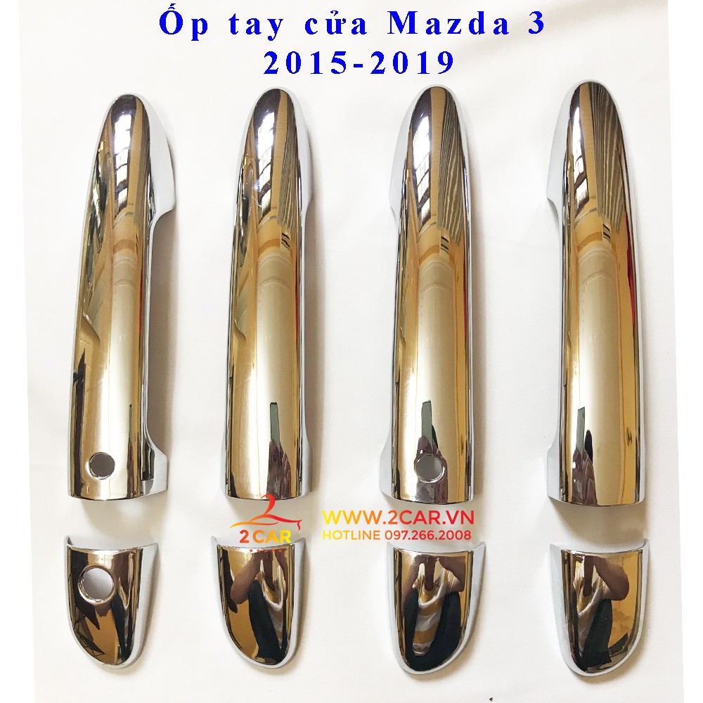 Ốp tay nắm, hõm cửa xe Mazda 3 2014 - 2022, 2023 mạ crom cao cấp