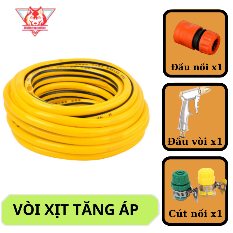 Vòi xịt tăng áp rửa xe, tưới cây đa năng loại 20M điều chỉnh 2 chế độ xịt tia và phun sương tiện dụng