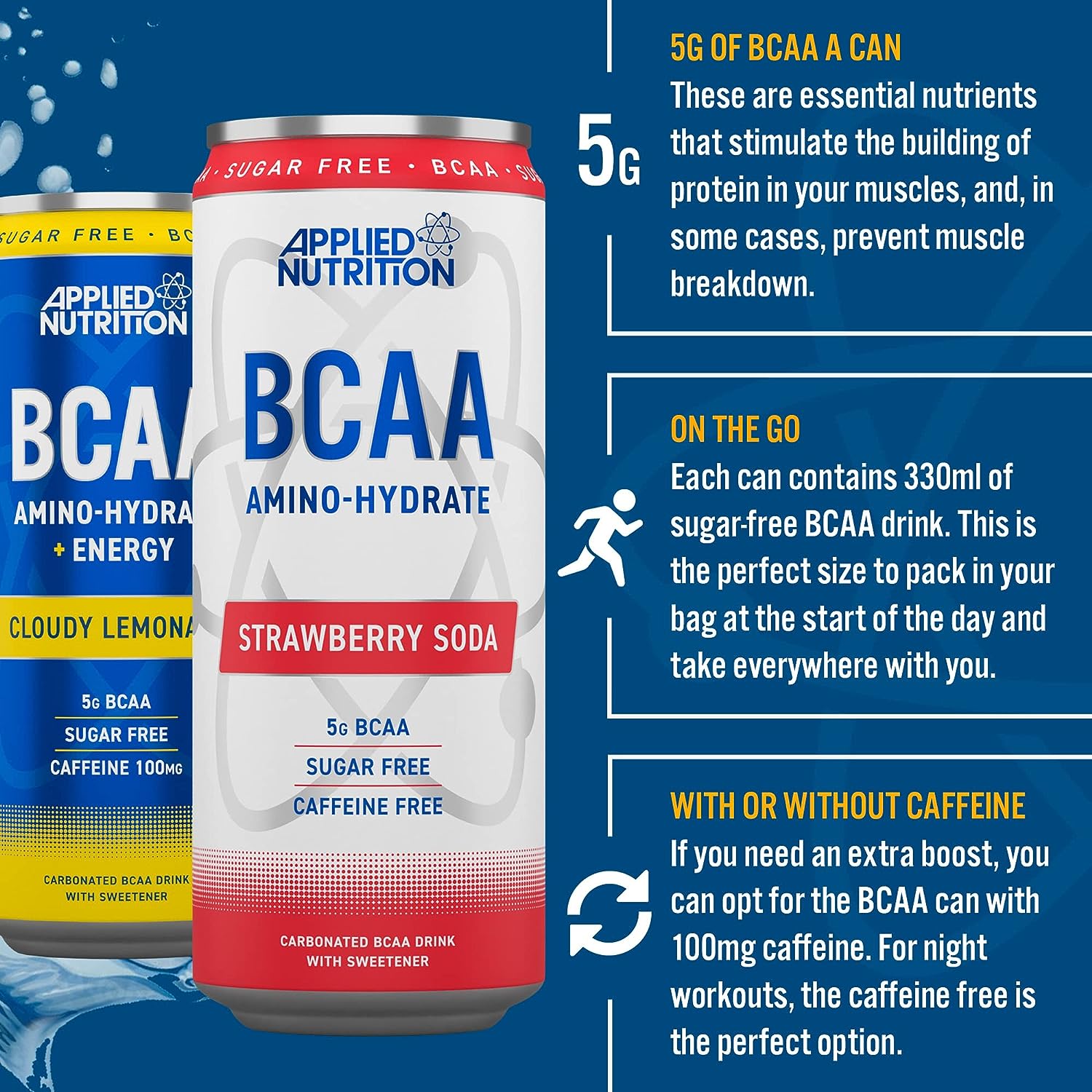 Applied Nutrition Lon BCAA Functional Drink Can 330 ml Có Caffein và B3,B6,B12 Hỗ Trợ Thúc Đẩy Năng Lượng Mạnh Mẽ Khi Tậ