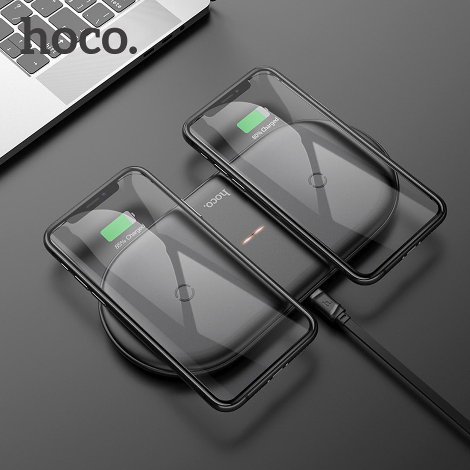 2 in 1  Wireless Charger Pad Fast Dual Charge for Smart Phones Black