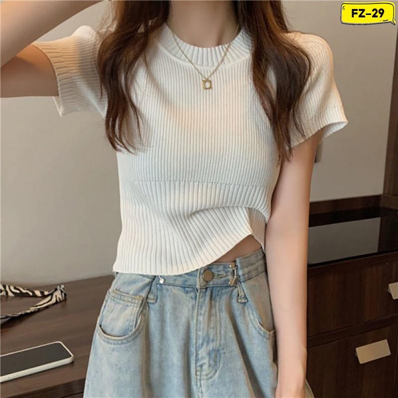 Áo Croptop Nữ Cổ Tròn Nhiều Màu Cotton Bo Eo Kích Cỡ Freesize FZ-029