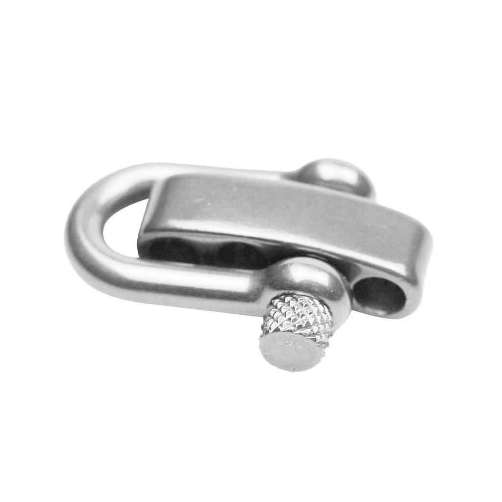 2xU Flat Adjustable Shackle Buckle Clasp for Survival Paracord Bracelet Silver