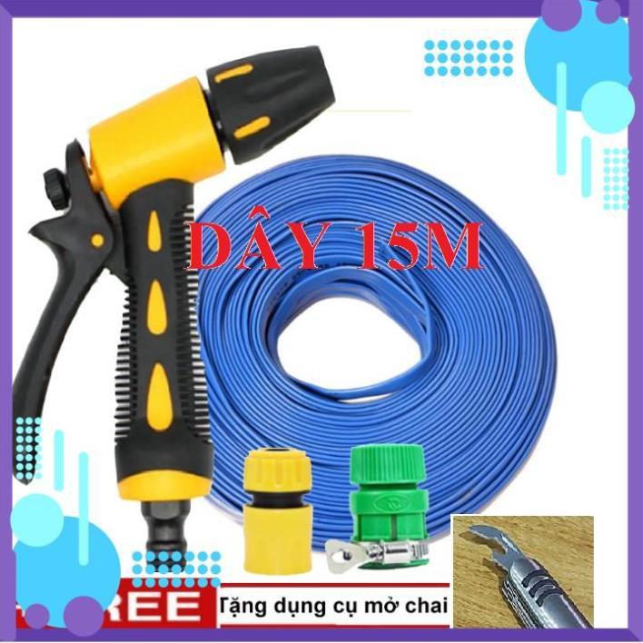 Vòi Xịt Nước️ Bộ dây vòi xịt nước rửa xe, tưới cây , tăng áp 3 lần, loại 15m 206319 cút sập+ mở chai