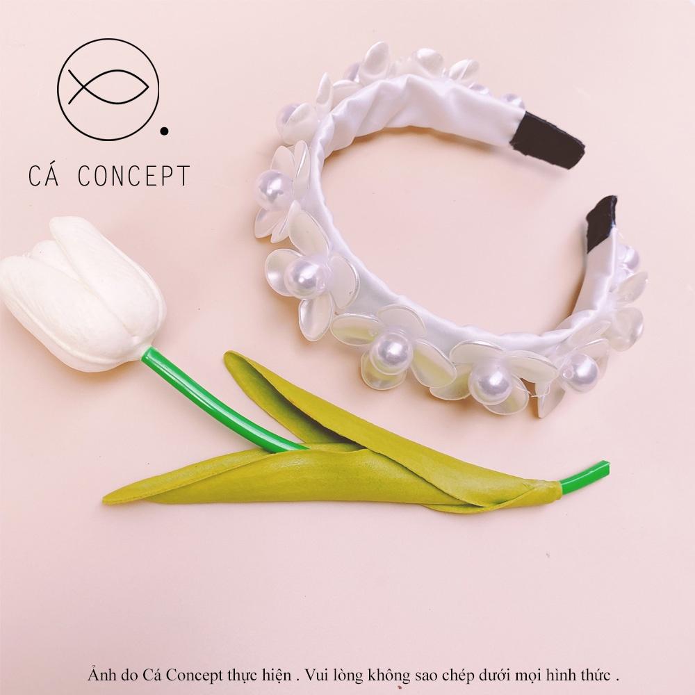 Cài tóc hoa trắng CÁ CONCEPT phụ kiện cưới cao cấp nàng thơ