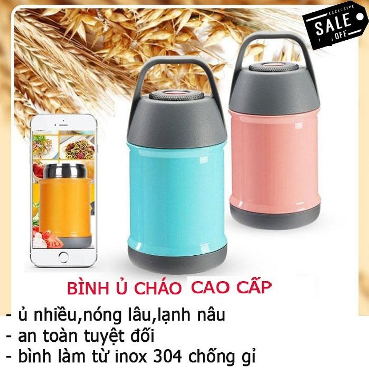 Bình ủ cháo siêu tốc 450ml - Màu ngẫu nhiên - Bình giữ nhiệt