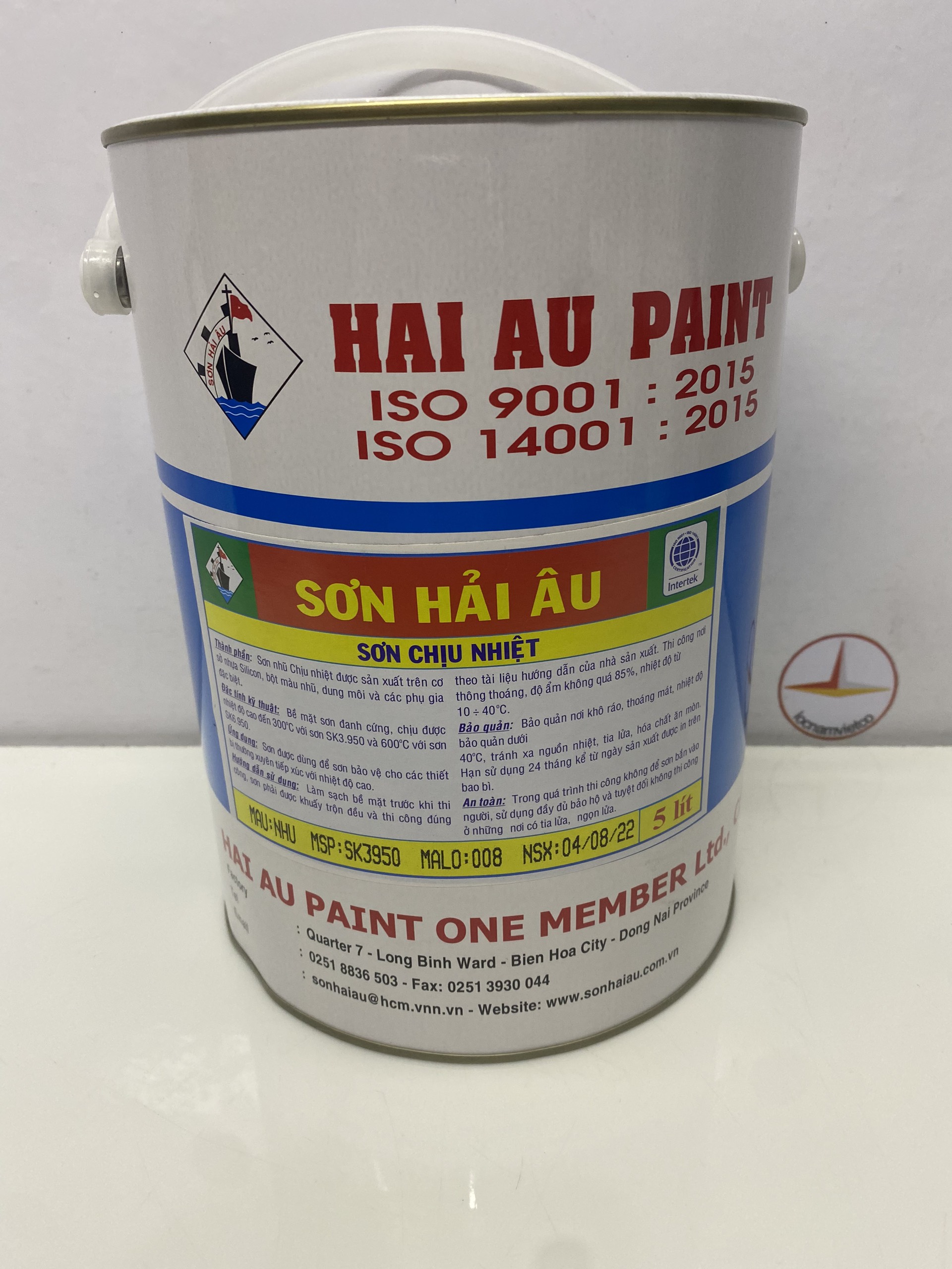 Sơn chịu nhiệt 600 độ màu bạc SK6 Hải Âu 5L