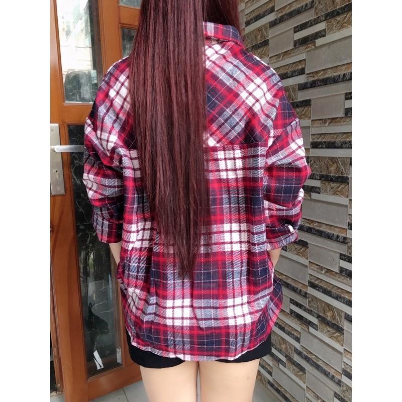 Áo sơ mi oversize 2 cổ caro