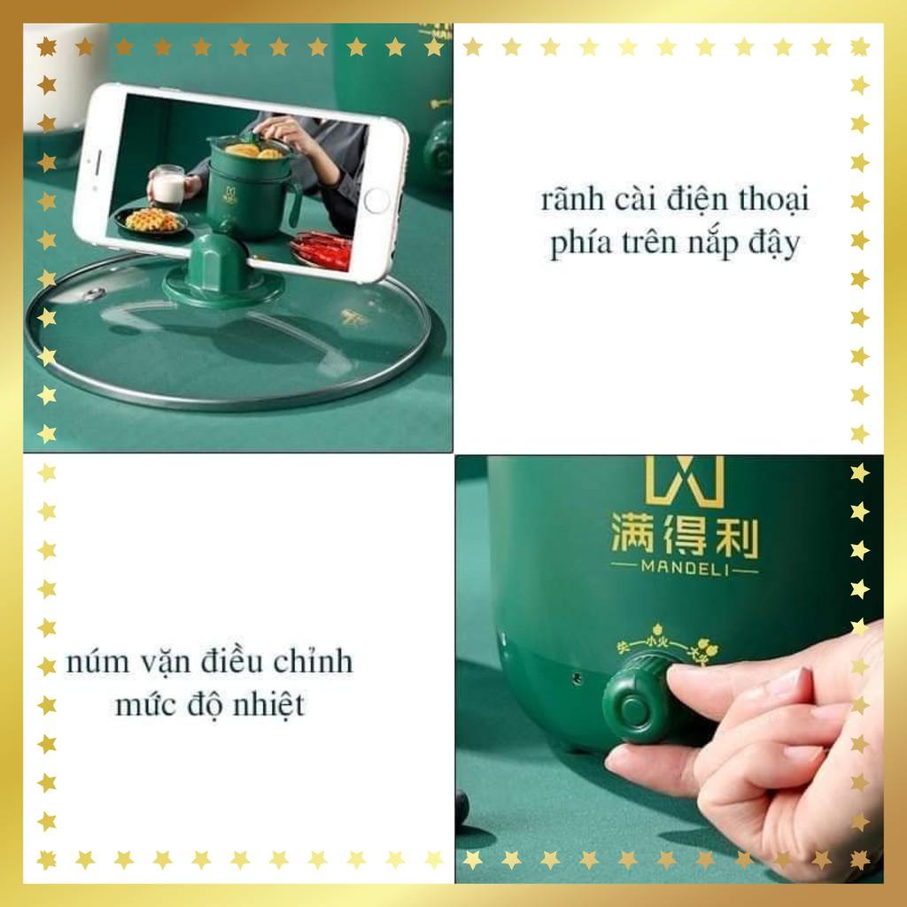 Nồi Lẩu Điện Đa Năng , Ca Nấu Mì Chống Dính ,Nồi Cơm mini 2 NẤC NHIỆT Kèm Giá Hấp Tiện Lợi