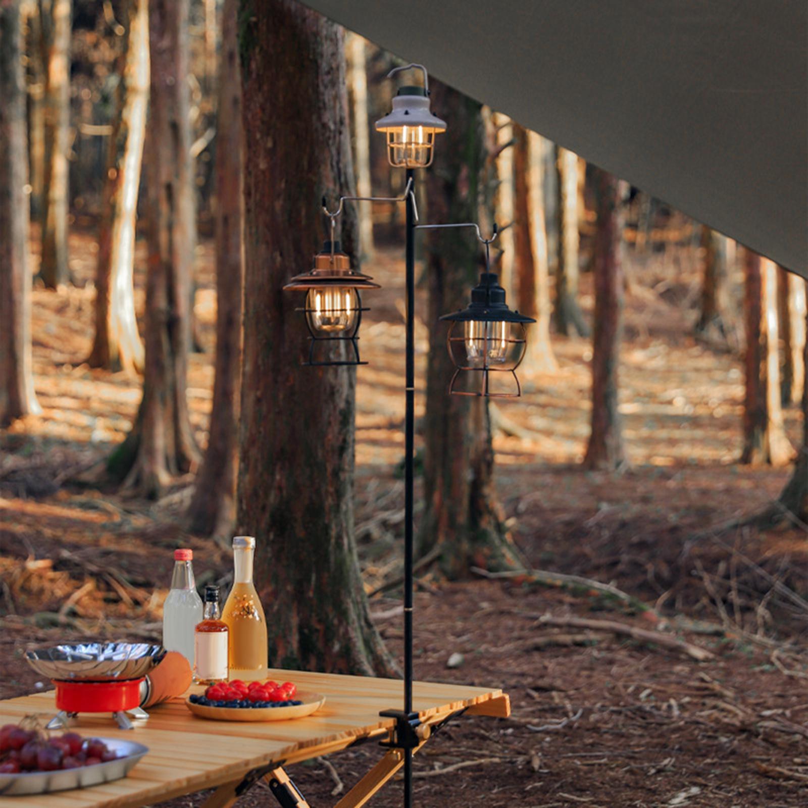 Camping Lantern Stand, Light Stand Hanger, Foldable Portable Aluminum Lantern Pole Hanger, Light Holder for Outdoor Hiking Garden BBQ Fishing