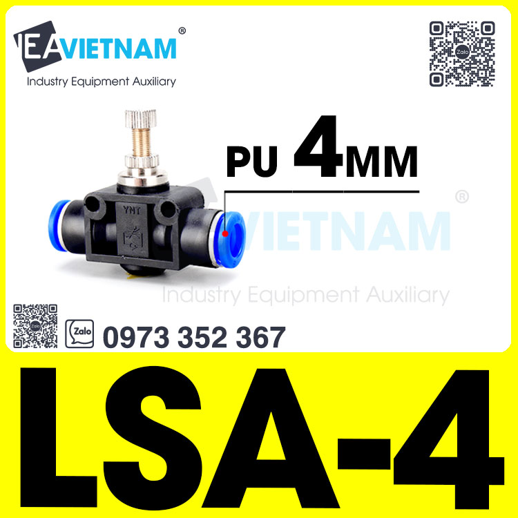 Van tiết lưu điều chỉnh lưu lượng khí nén LSA LSA-4 LSA-6 LSA-8 LSA-10 LSA-12