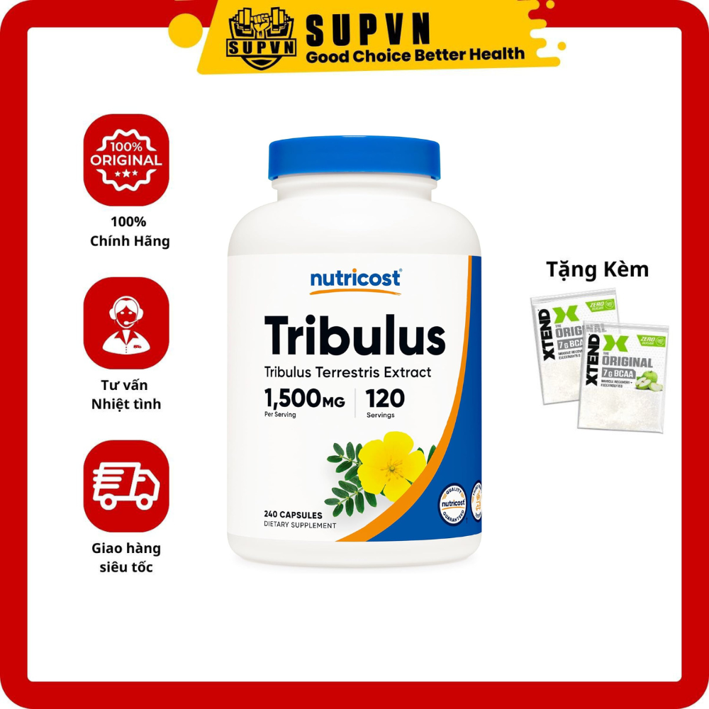 Nutricost Tribulus Terrestris Extract 1500mg (120 -240 viên) Hỗ Trợ Sức Khỏe Nam Giới Tăng Cường Testosterone Hiệu Quả