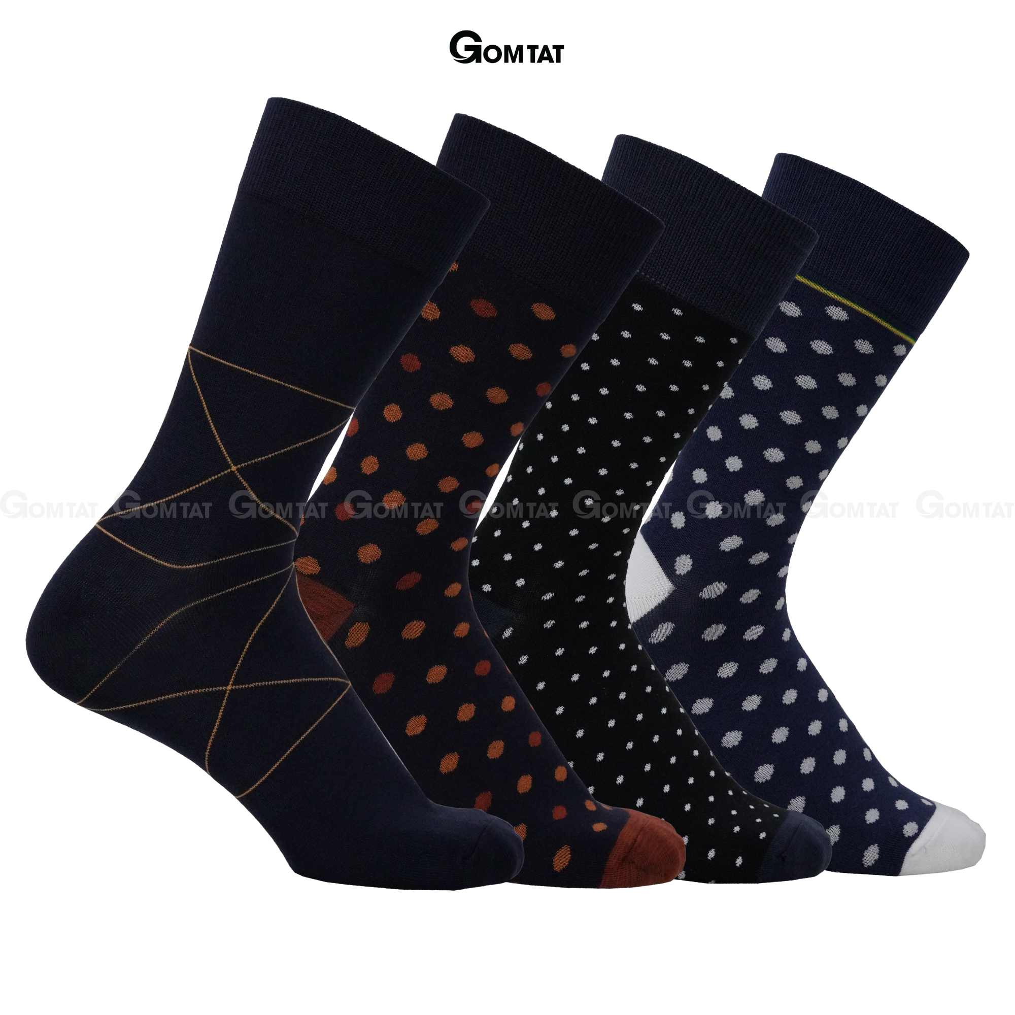 Hộp 4 đôi tất đi giày tây nam cao cấp mẫu MIX06, vớ nam công sở cổ cao chất liệu cotton mềm mại thoáng mát - GOM-MIX06-CB4