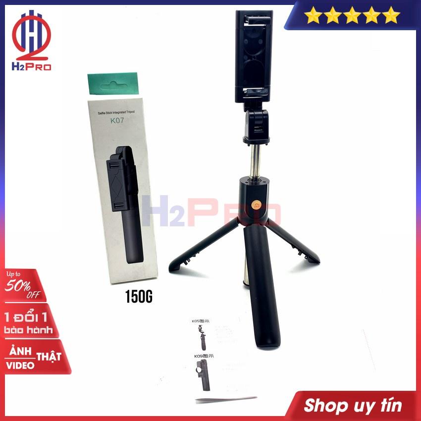 Gậy chụp ảnh 3 chân cho điện thoại H2Pro K07 cao cấp- kéo dài 69cm- tích hợp tripod 3 chân và chụp từ xa bluetooth