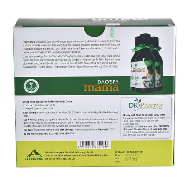 Nước tắm sau sinh Dao’spa Mama (hộp 3 chai x250ml -  lẻ 1 chai không hộp)