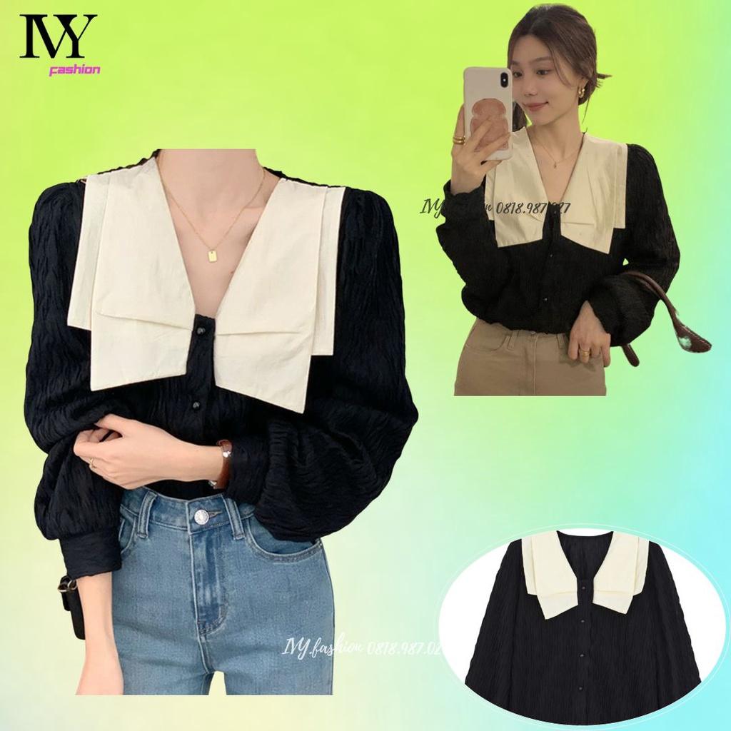 Hàng Quảng Châu45-70KG Áo sơ mi nữ áo kiểu tơ lụa pha cotton nude tay dài cổ bèo sơ mi dự tiệc công sở bigsize